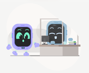 Awareways VNG Cyberweerbaarheid gunning - afbeelding bevat avatar Flo bij gemeente balie